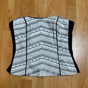 White House Black Market Size 8 Metallic Corset Top Strapless Bustier with Stud